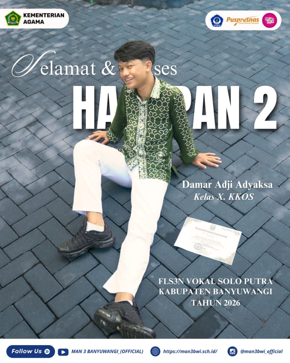 JUARA  HARAPAN 2 FLS3N VOKAL SOLO PUTRA TINGKAT KABUPATEN BANYUWANGI