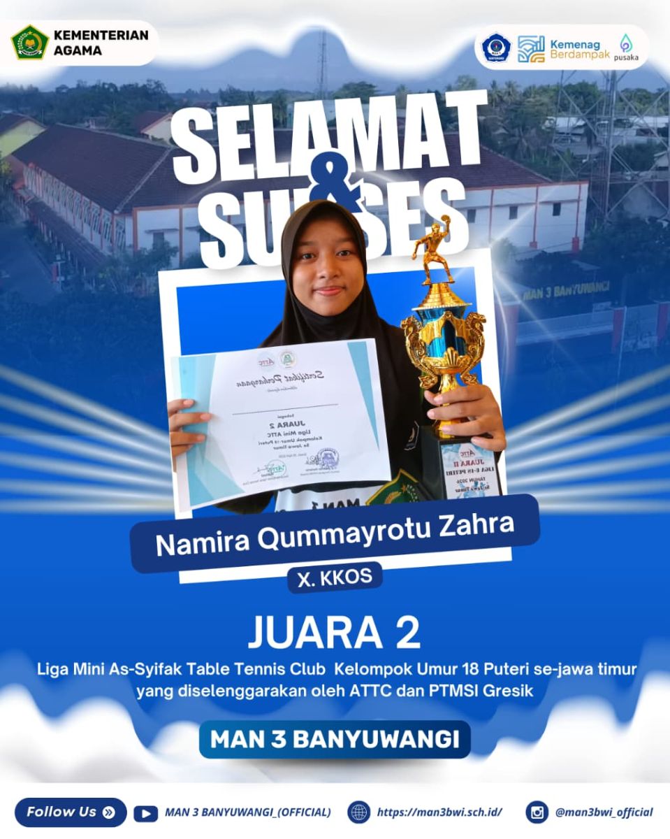 JUARA 2 LIGA MINI AS-SYIFAK TABLE TENNIS CLUB PUTRI SE-JAWA TIMUR