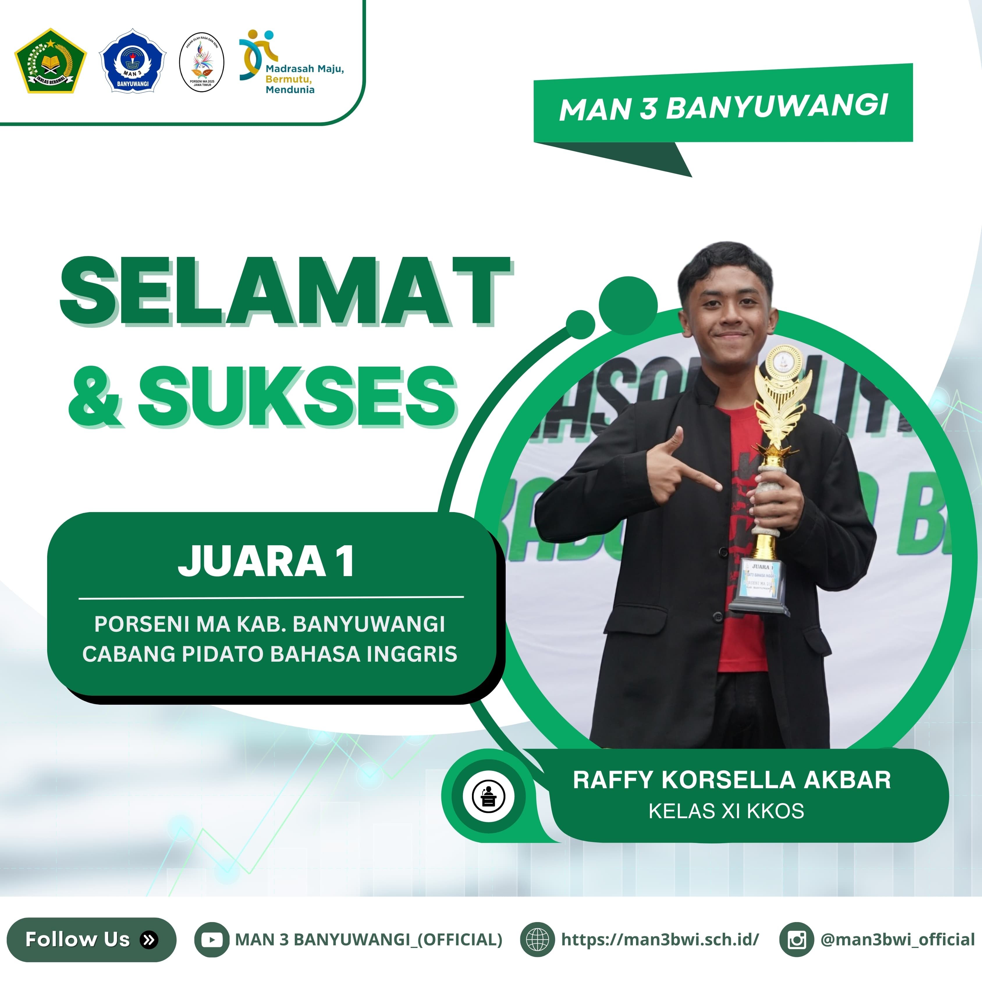 JUARA 1 PORSENI MA KAB.BANYUWANGI CABANG PIDATO BAHASA INGGRIS