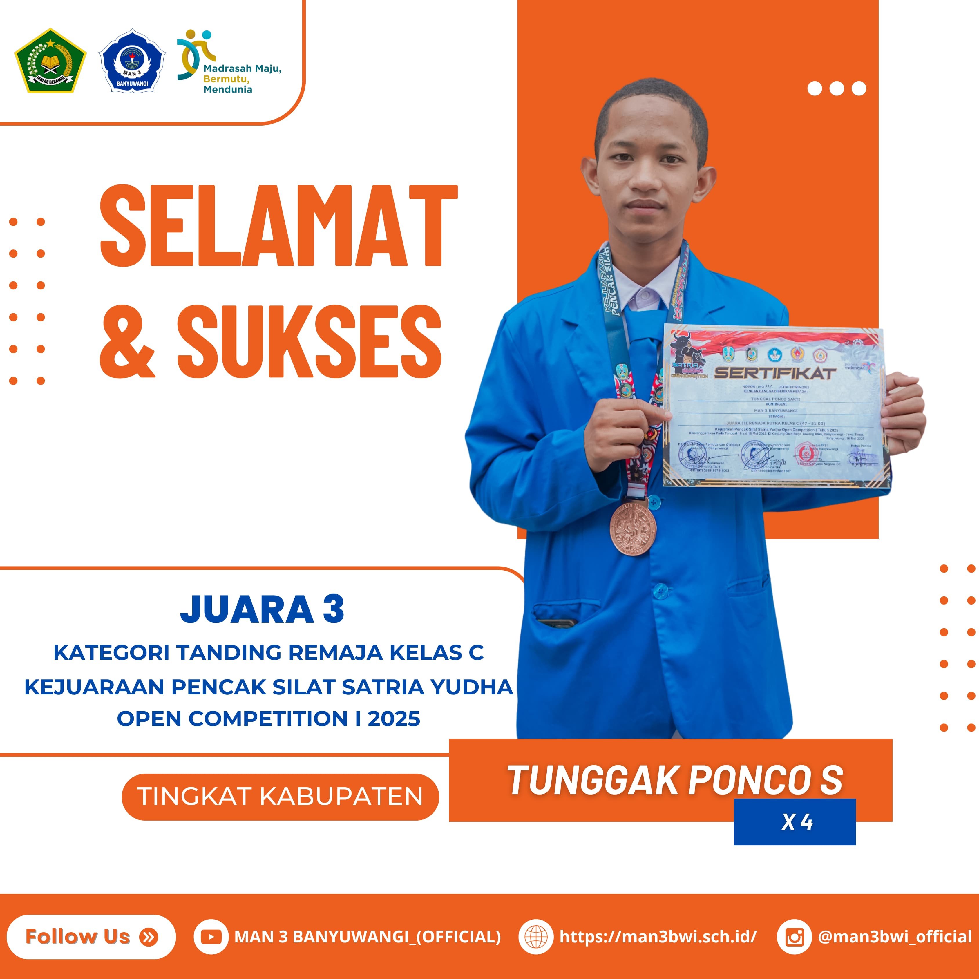 JUARA 2 KEJUARAAN PECAK SILAT SATRIA YUDHA OPEN COMPETITION I 2025
