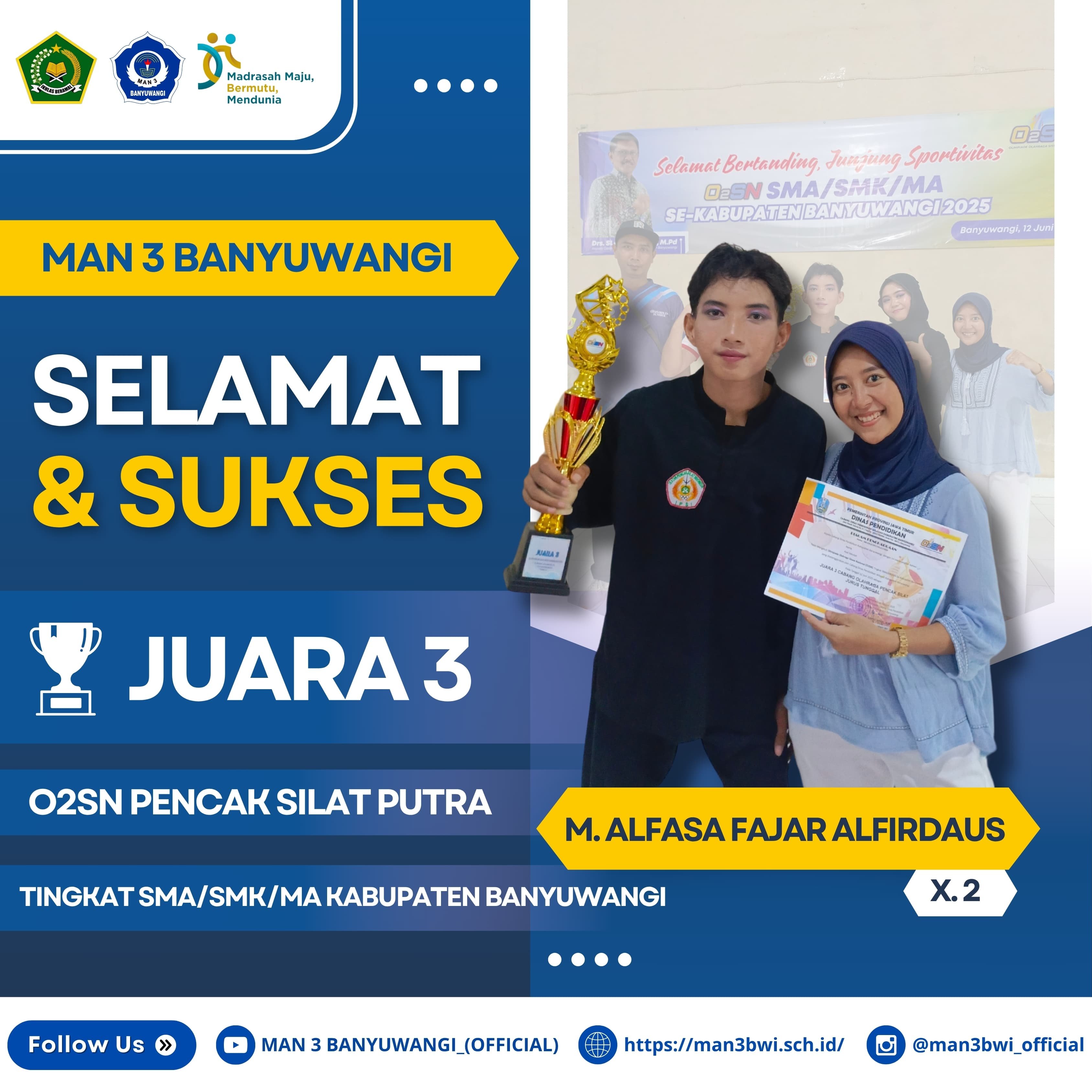 JUARA 3 AJANG OLIMPIADE OLAHRAGA SISWA NASIONAL
