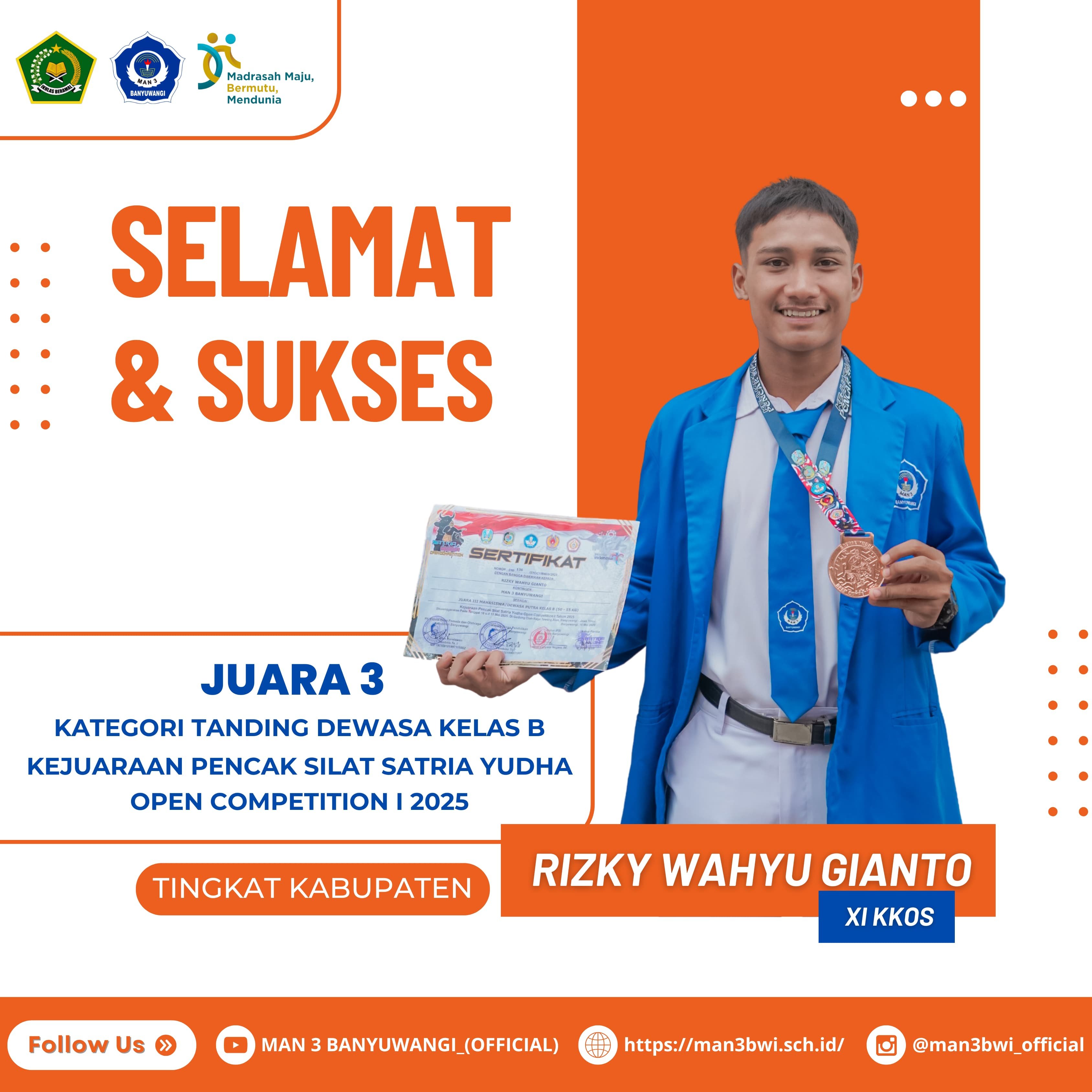 JUARA 3 KEJUARAAN PECAK SILAT SATRIA YUDHA OPEN COMPETITION I 2025