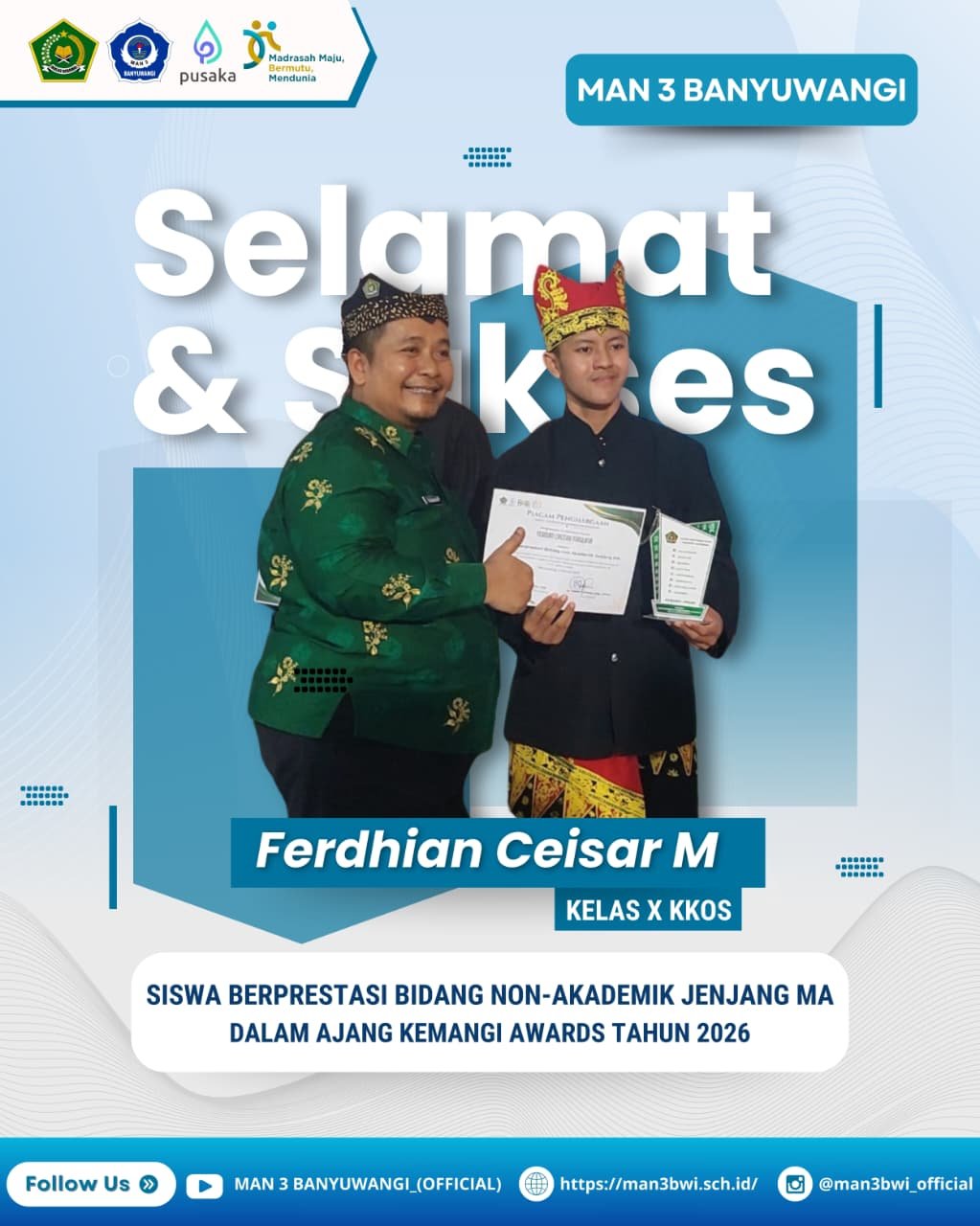 SISWA BEPRESTASI BIDANG NON AKADEMIK JENJANG MA DALAM AJANG AWARDS TAHUN 2026